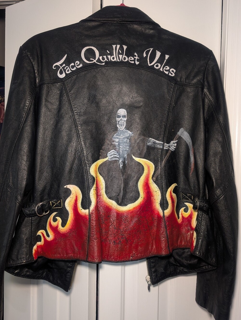 Vintage Hand Painted Leather Guess Coat